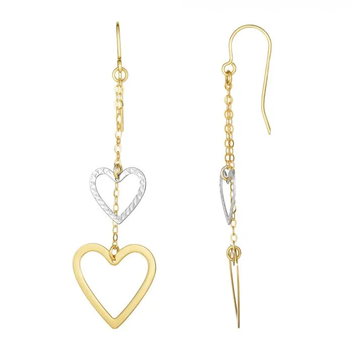 10K Two-Tone Gold Heart Earring