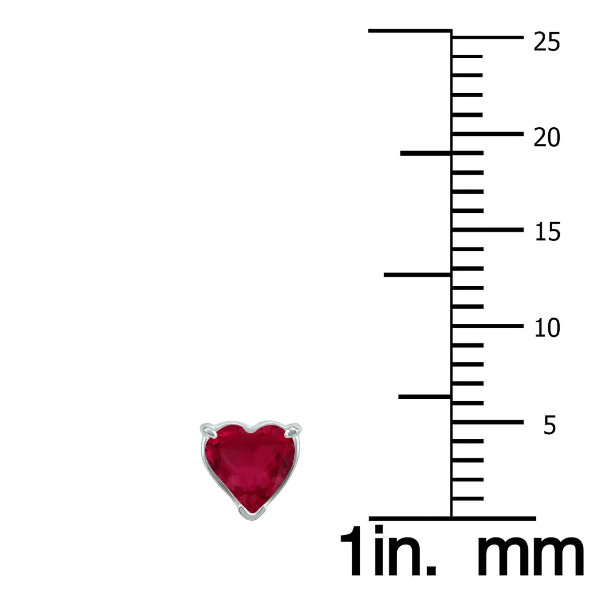14K White Gold 4Mm Heart Ruby Earrings