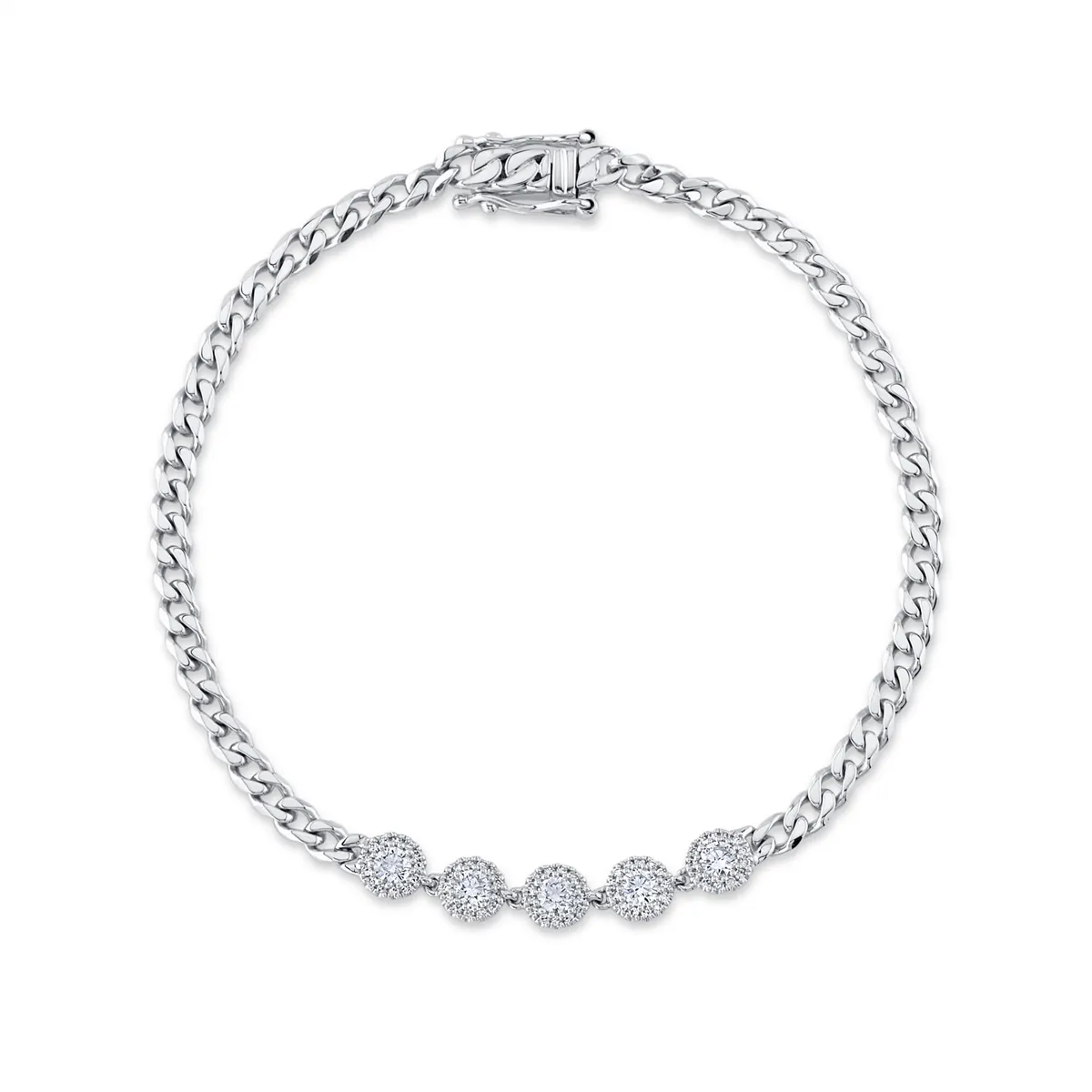 14K White Gold Diamond Link Bracelet