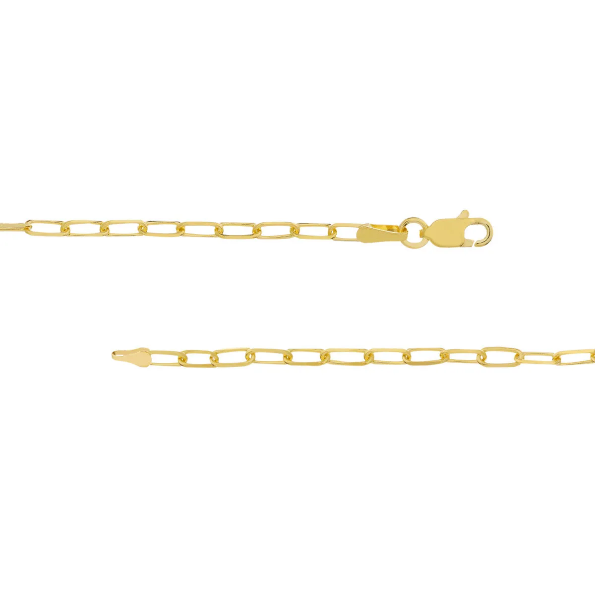 14K Yellow 2.2mm Paper Clip Chain