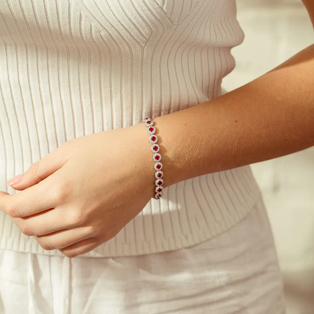 18ct White Gold 6.69ct Ruby and Diamond Bracelet