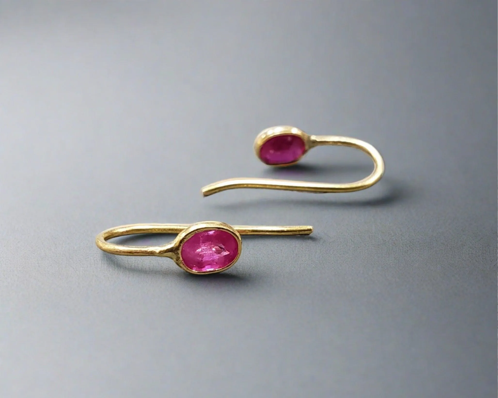 18k Gold Ruby Dainty Earrings