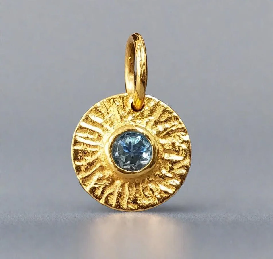 925 Gold Vermeil Blue Topaz Pendant