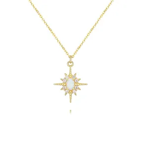 925 Silver Opal Sun Necklace