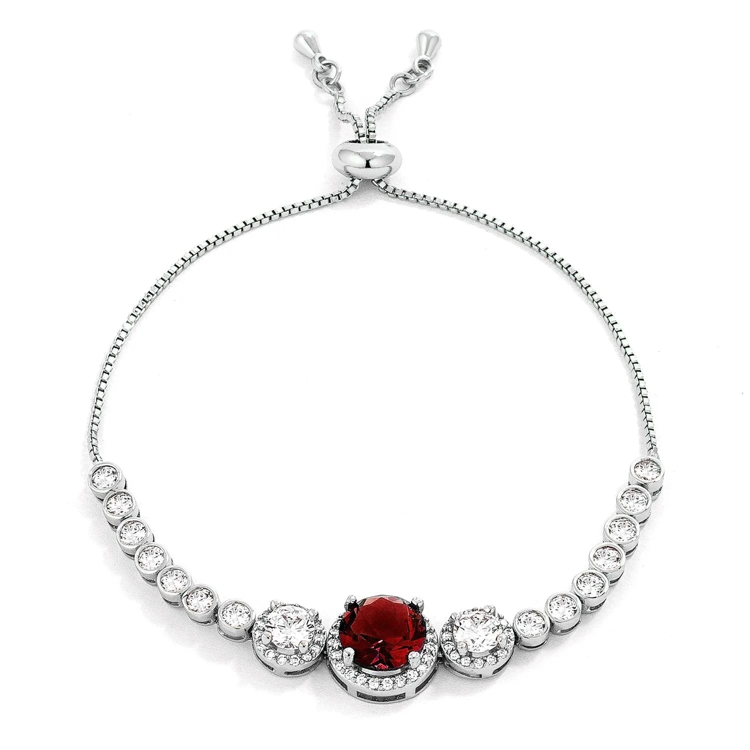 Abigail Pink Graduated CZ Bolo Slider Bracelet
