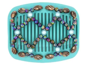African Butterfly Hair Comb - Ndalena Turquoise 06