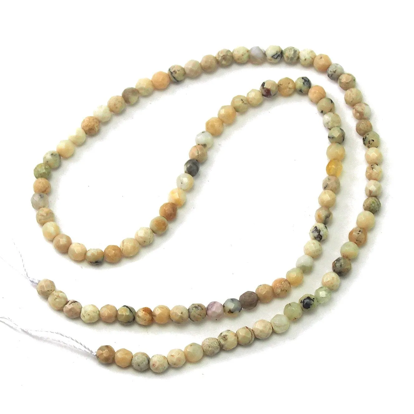 African Opal White Faceted Rounds 4mm Strand