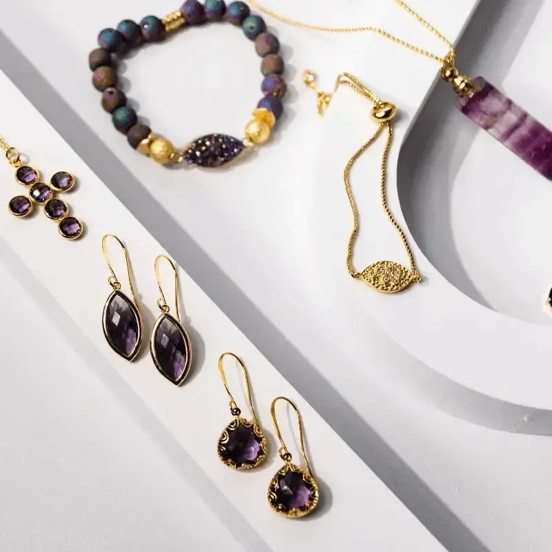 Amethyst Marquis Purple Earrings