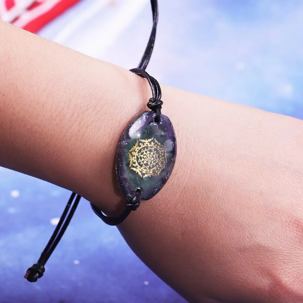 Amethyst Sri Yantra Rope Bracelet