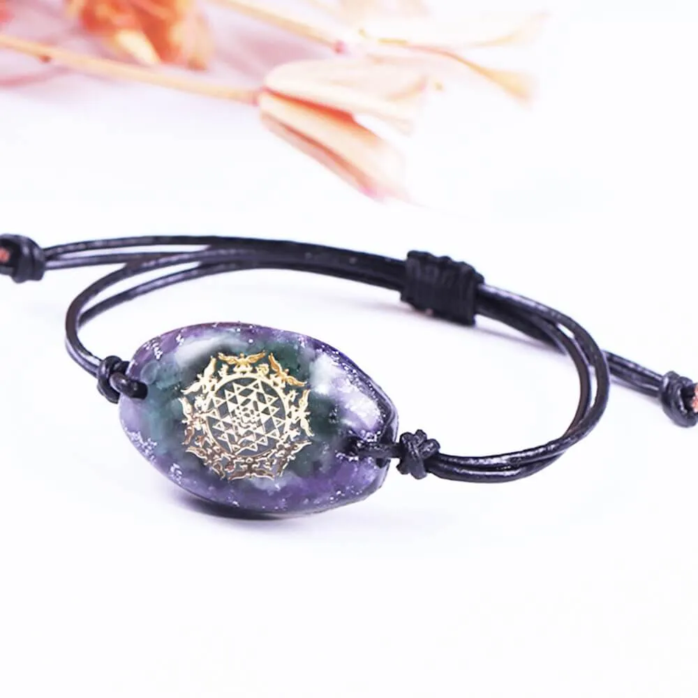 Amethyst Sri Yantra Rope Bracelet