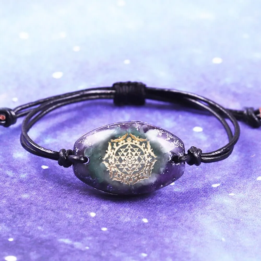 Amethyst Sri Yantra Rope Bracelet