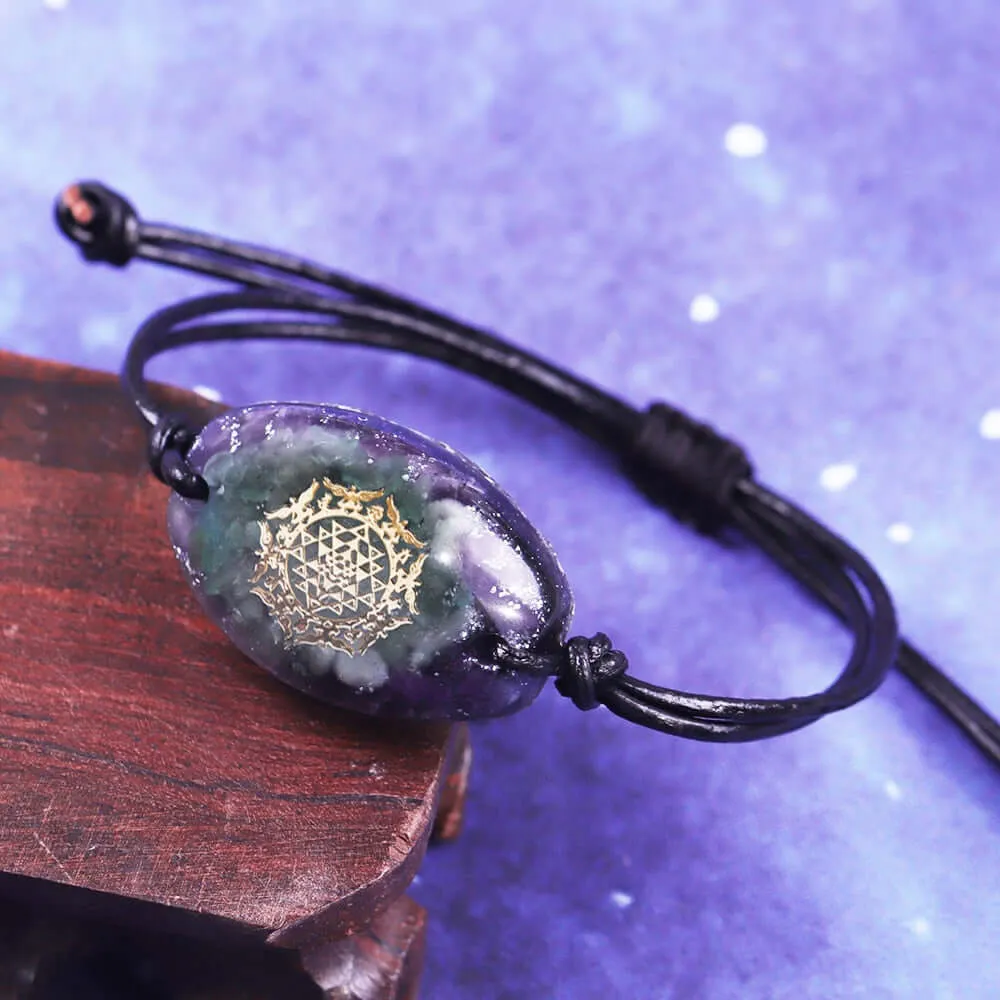Amethyst Sri Yantra Rope Bracelet