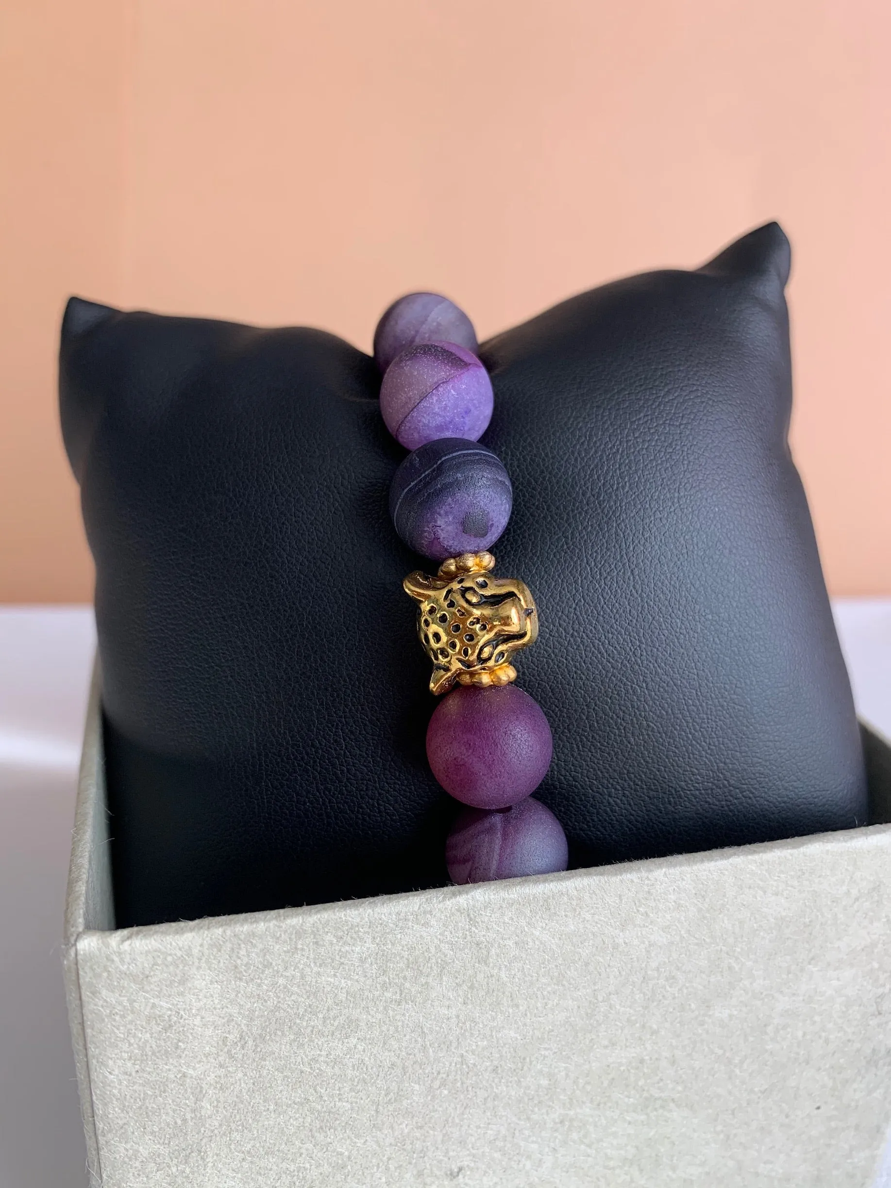 Amethyst Stone Leopard Bracelet