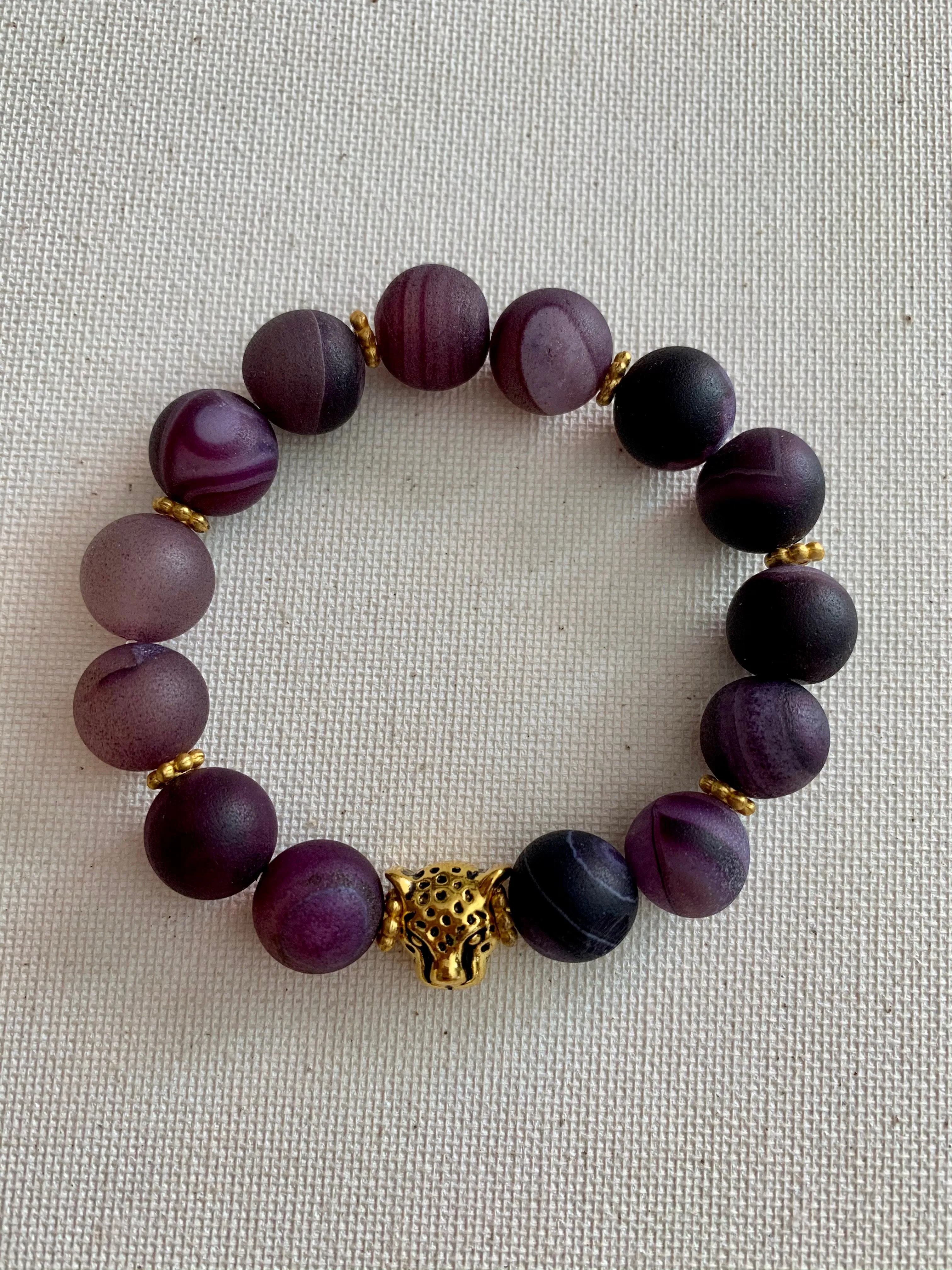 Amethyst Stone Leopard Bracelet