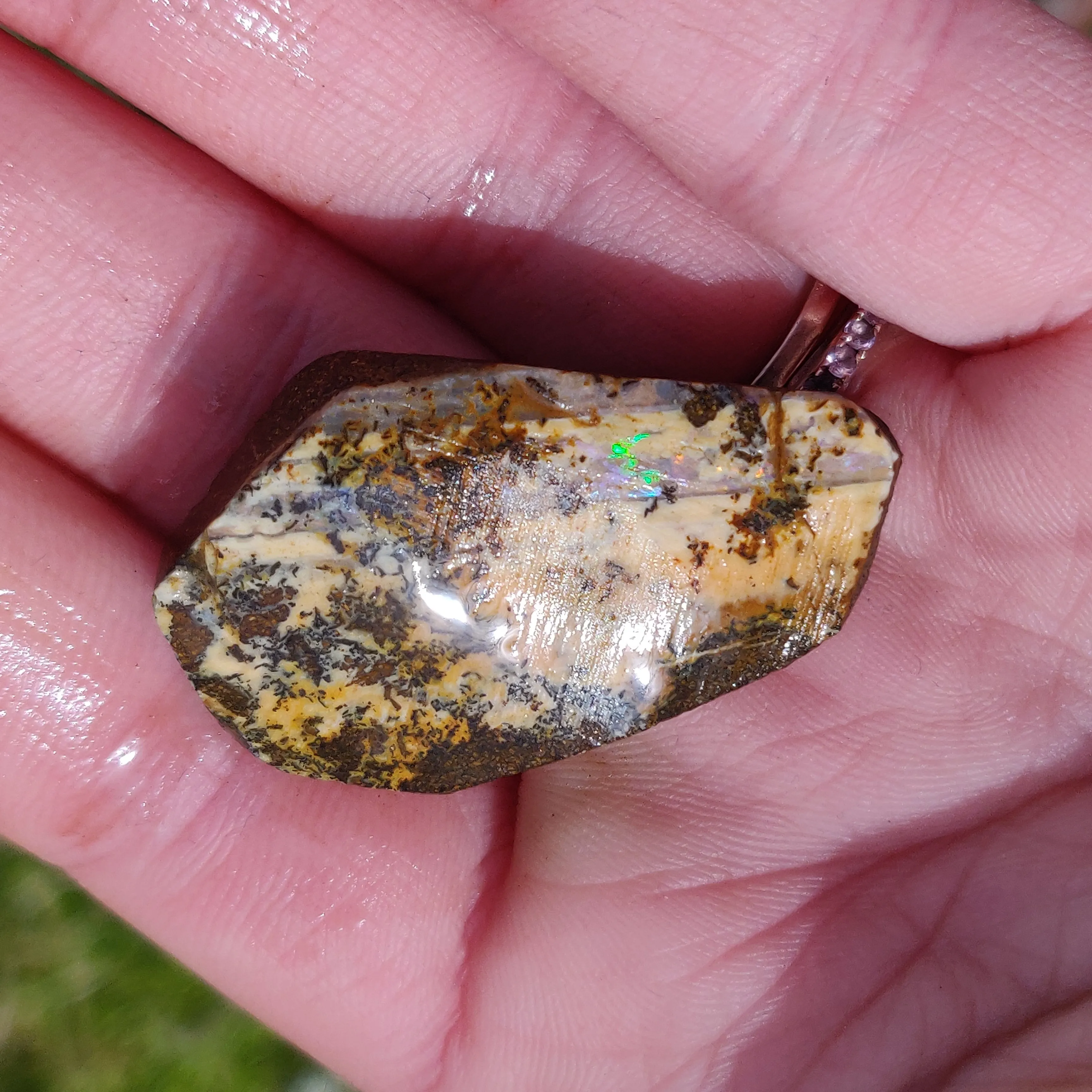 Australian Boulder Opal Rough Specimen with Dendritic Patterns (#1)