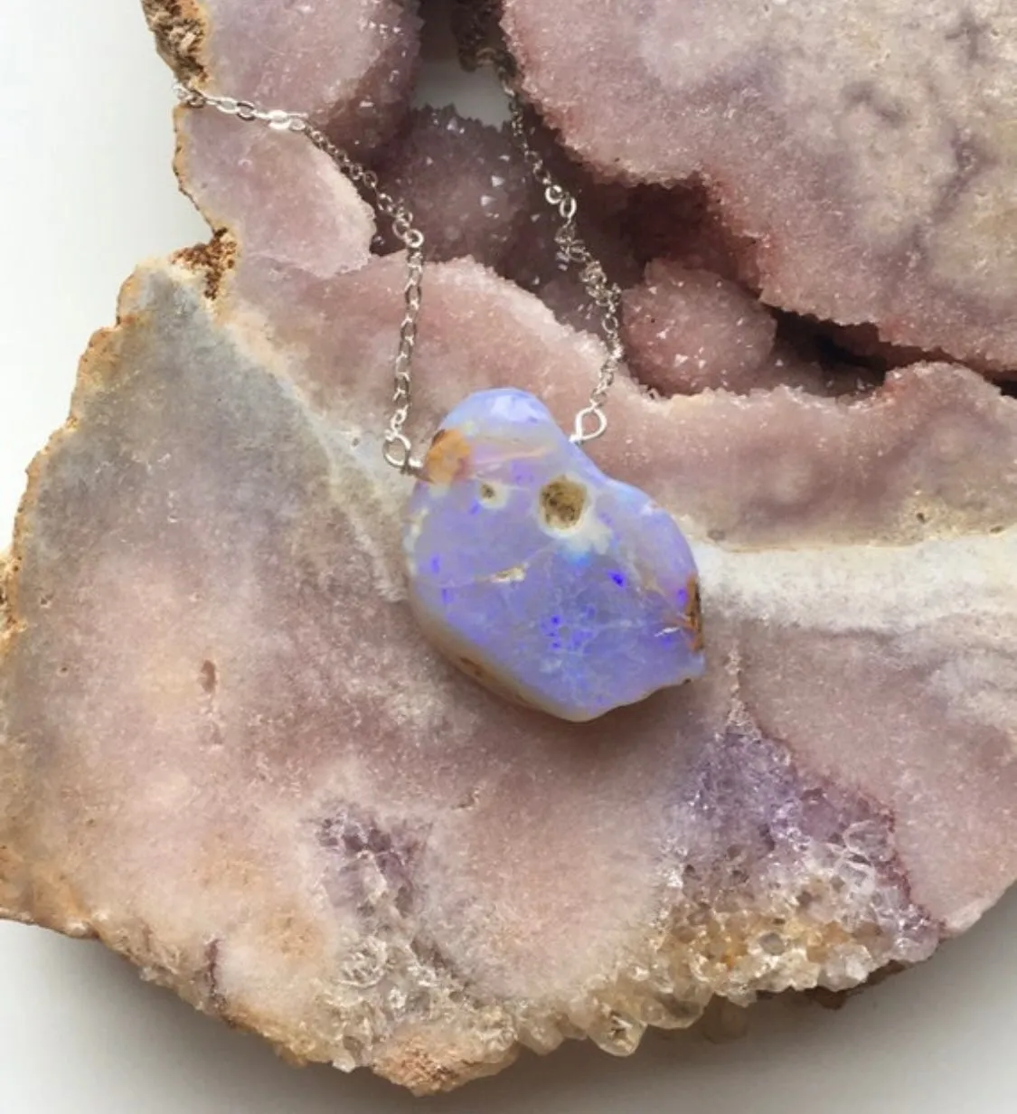 Australian Opal Pendant Necklace Sterling Silver