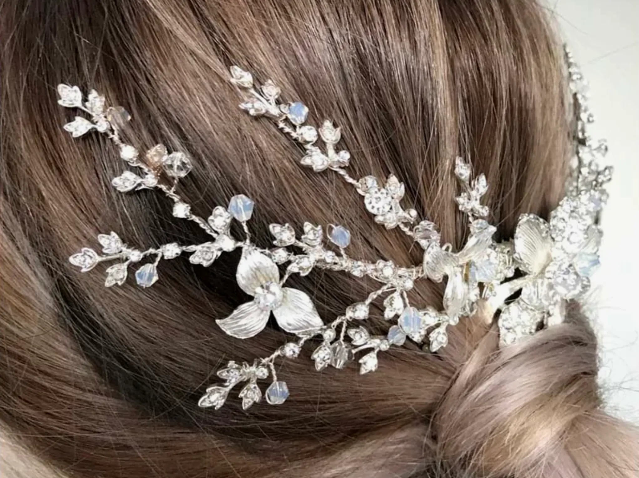 Bianca - Floral Design Crystal Bridal Comb