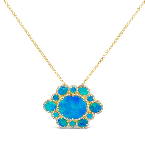 Black Opal Doublet & Diamond Pendant Necklace