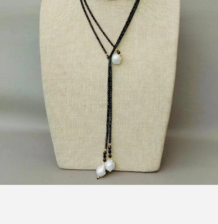 Black Spinel & Baroque Pearl Necklace
