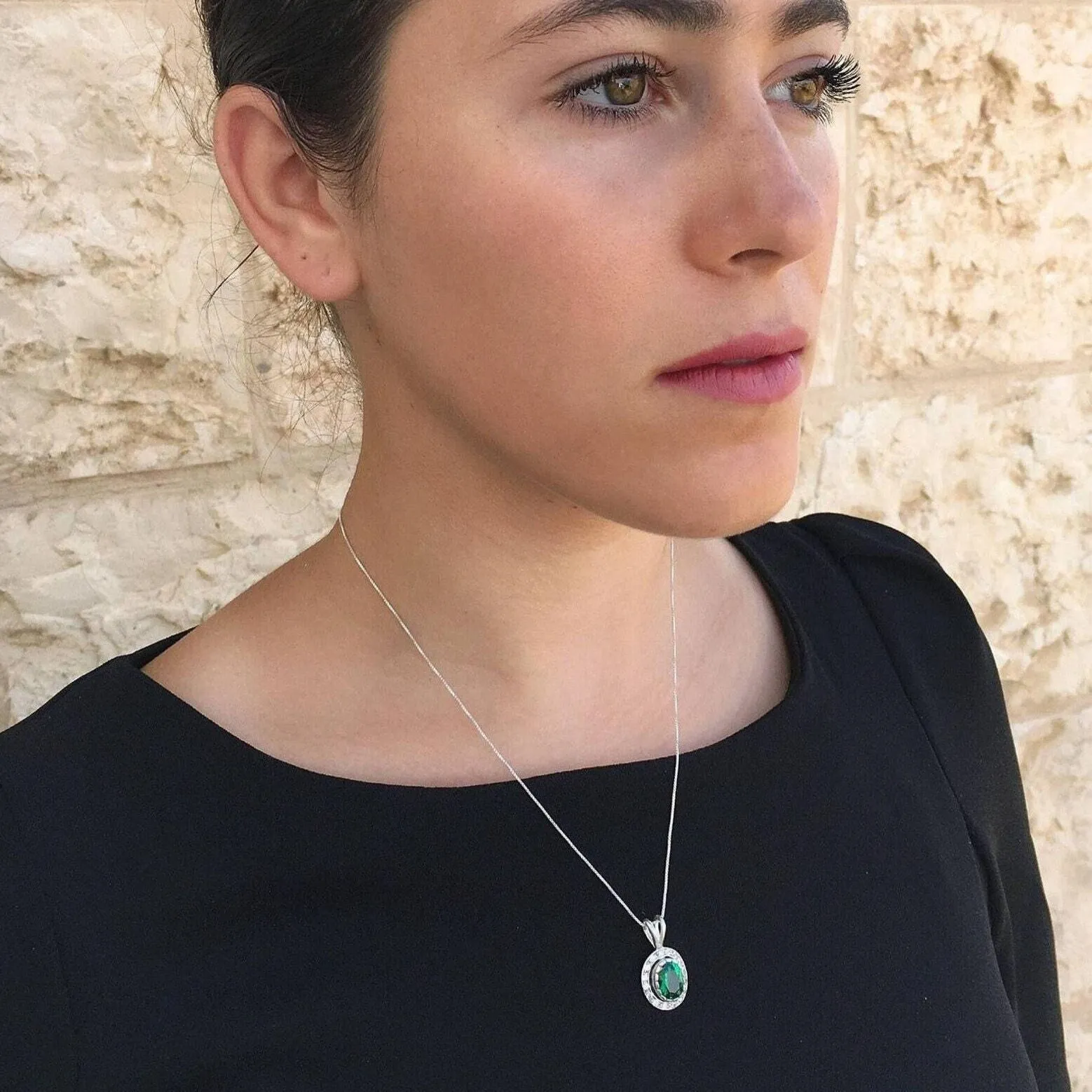 Blue Topaz Pendant - Blue Diamond Necklace  -  Vintage Oval Necklace