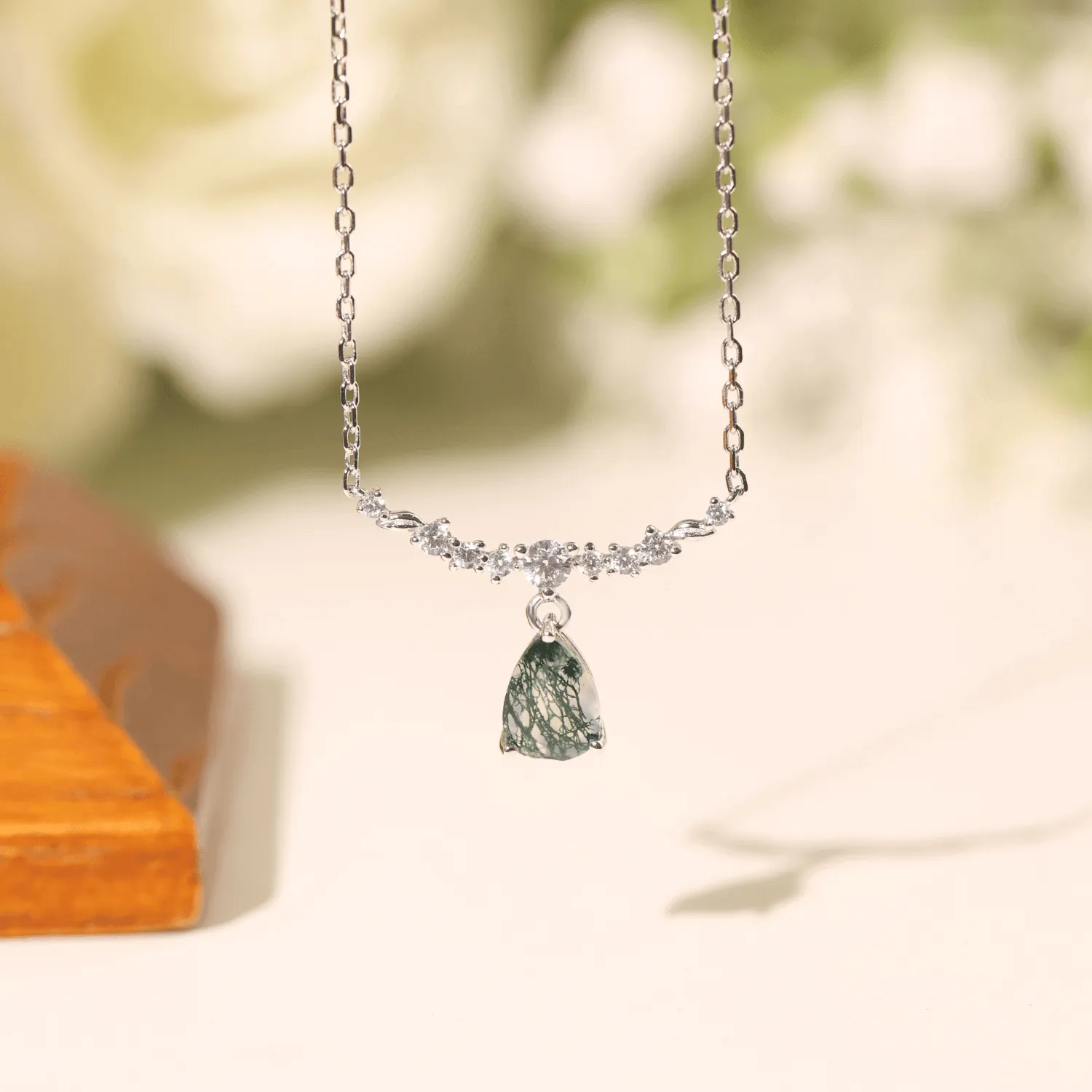 Breezy Whisper Moss Agate Necklace