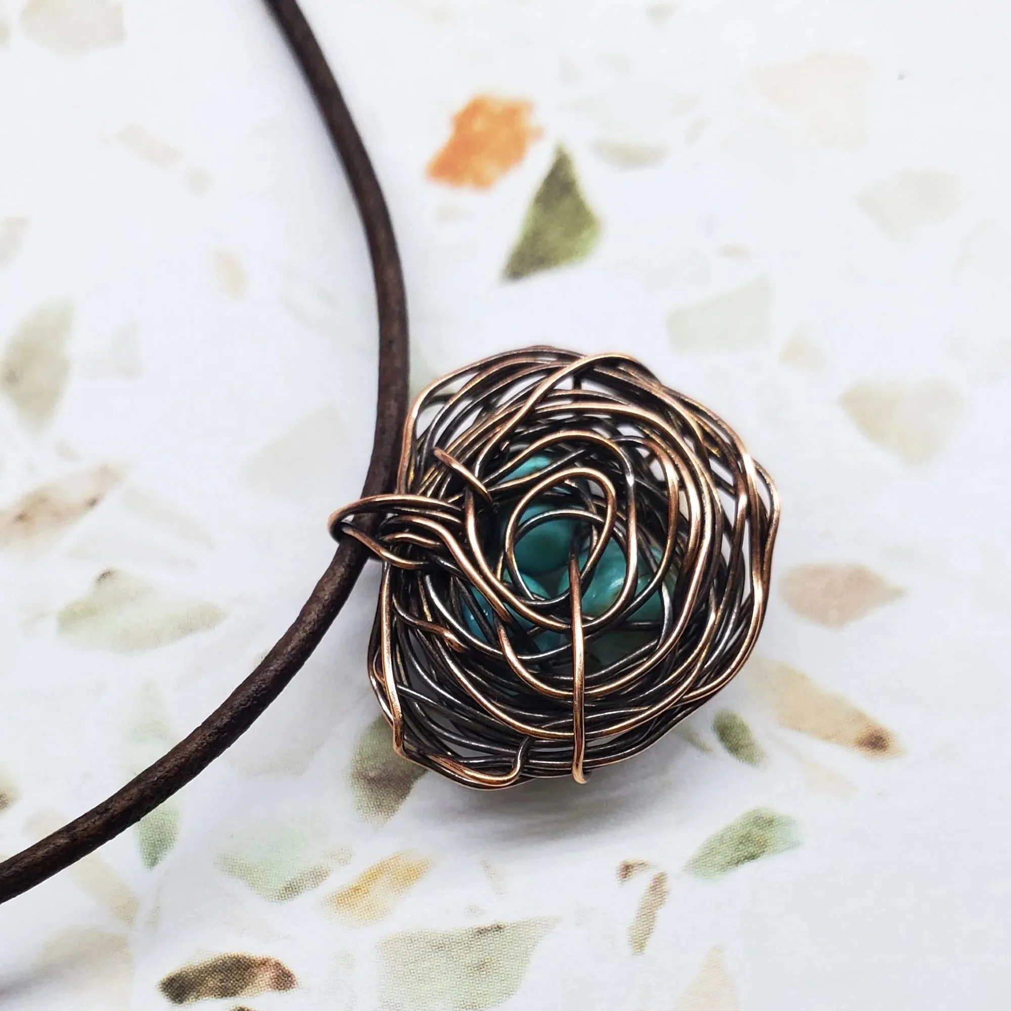 Copper Robin Nest Necklace