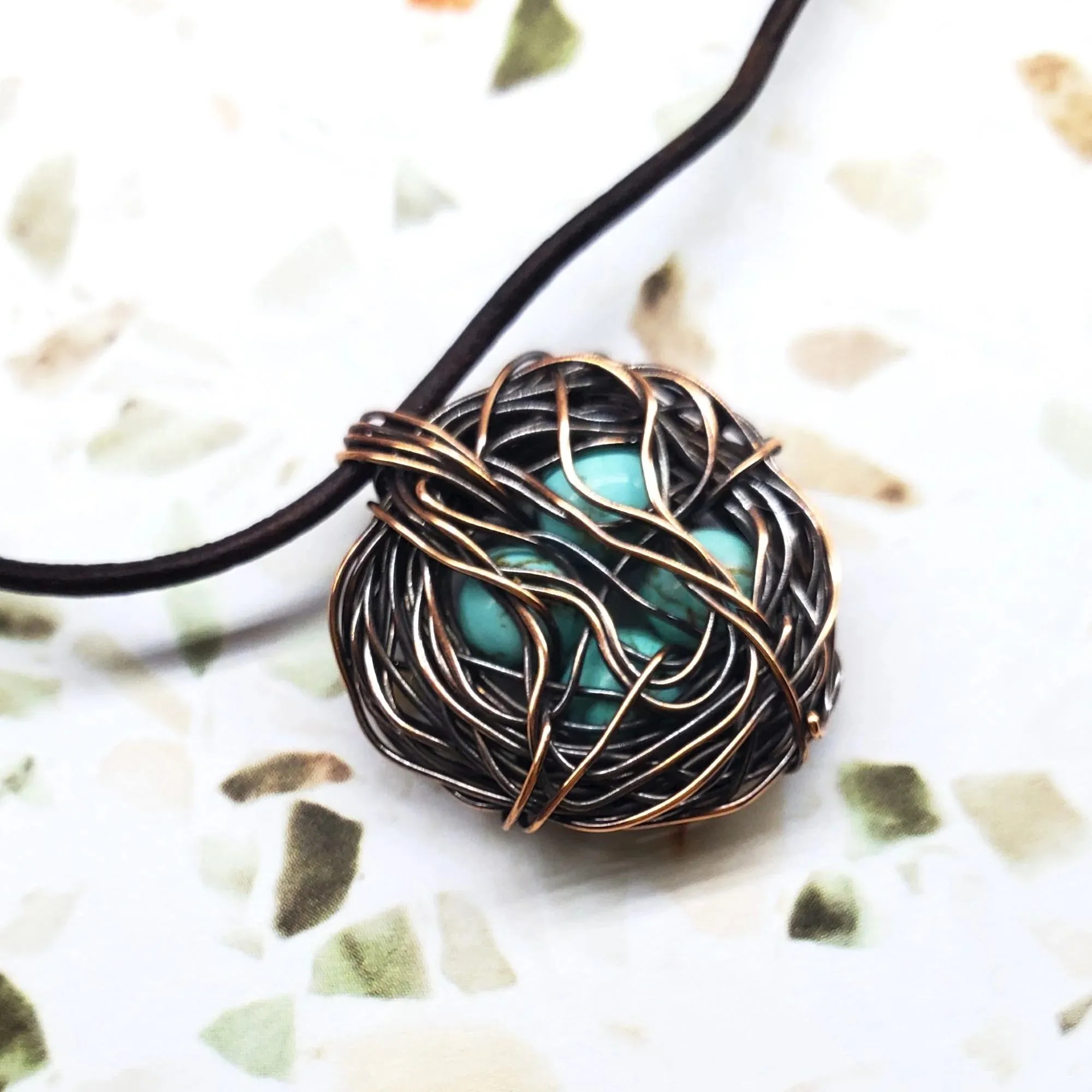 Copper Robin Nest Necklace