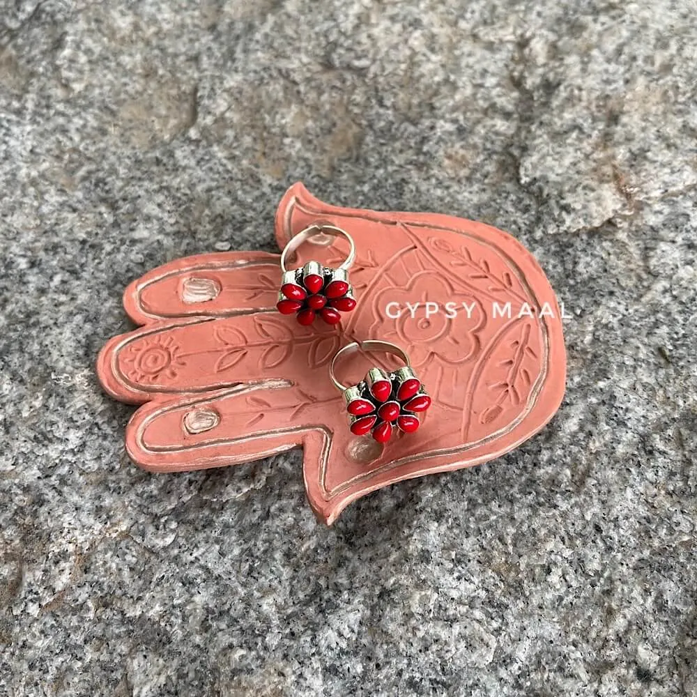 Coral Wildflower Toe Ring (Single)