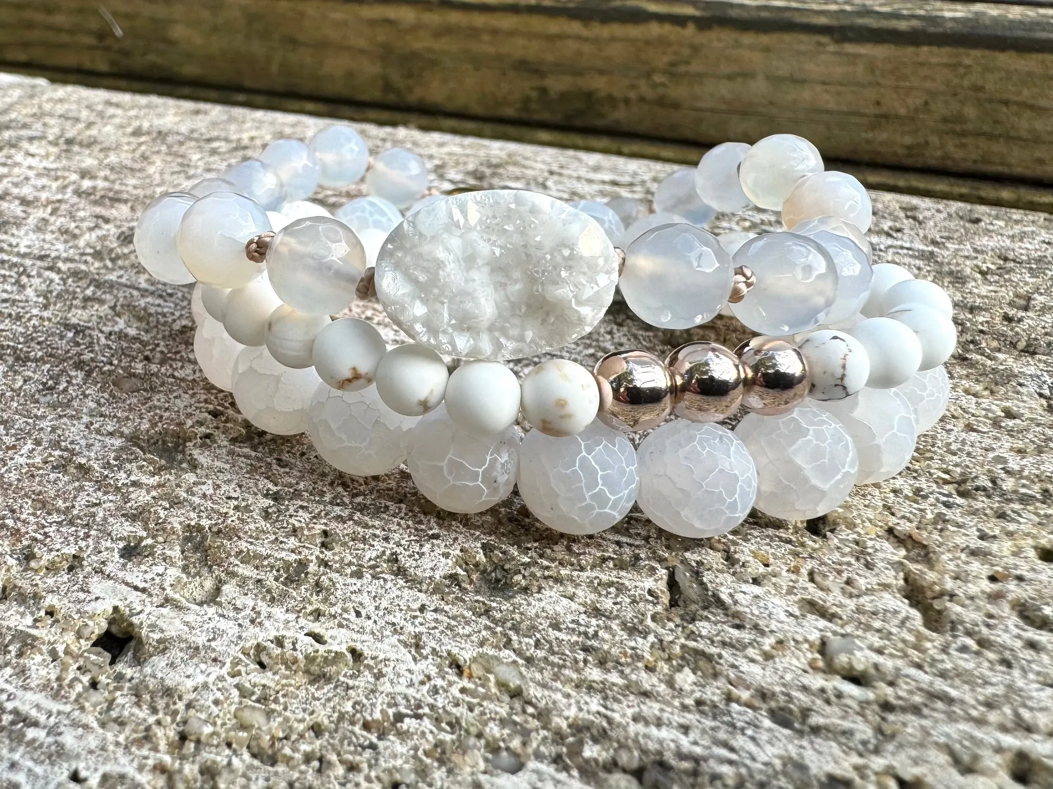 Druzy Agate White Gemstone Bracelet