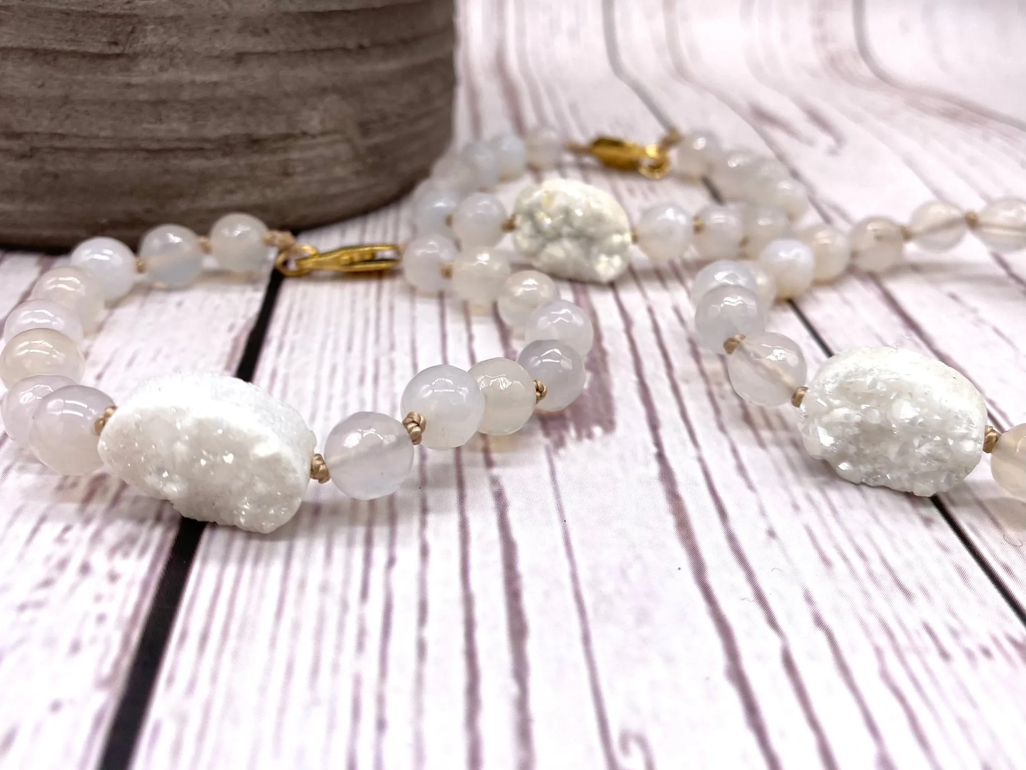 Druzy Agate White Gemstone Bracelet