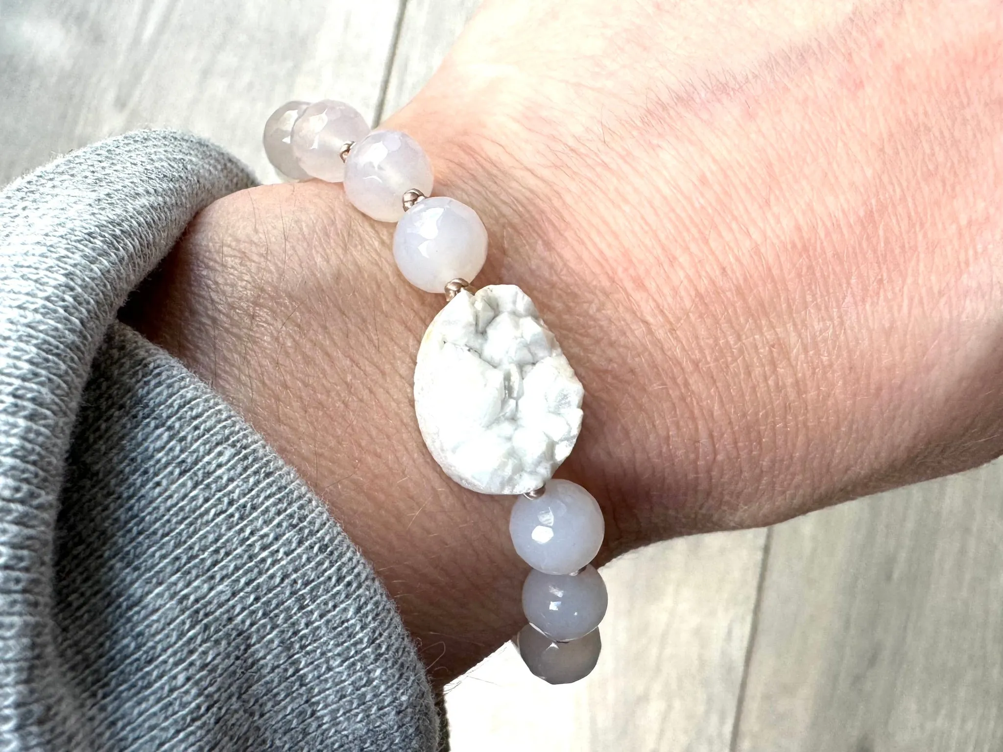 Druzy Agate White Gemstone Bracelet
