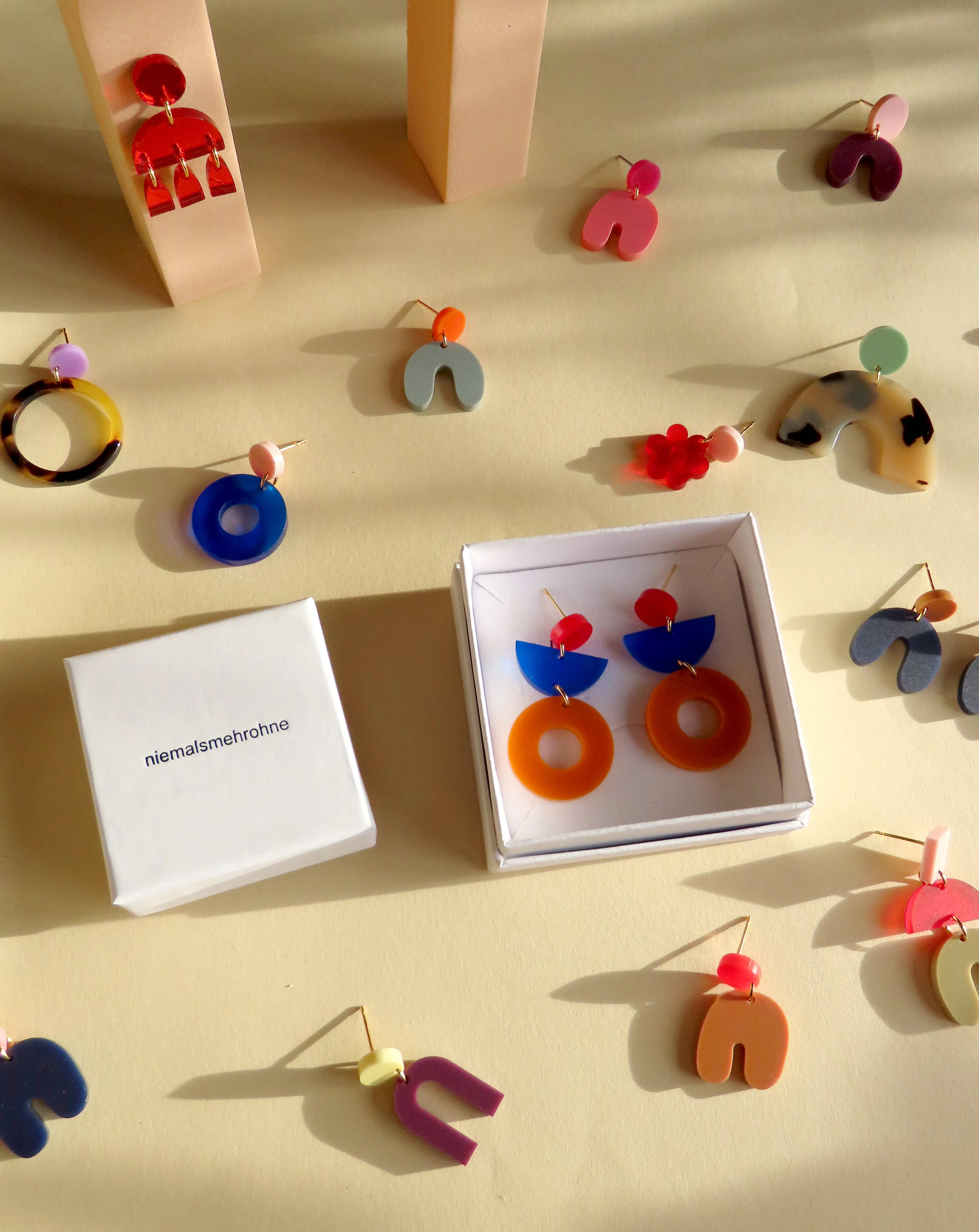 Earrings - Square Smiley Hoops