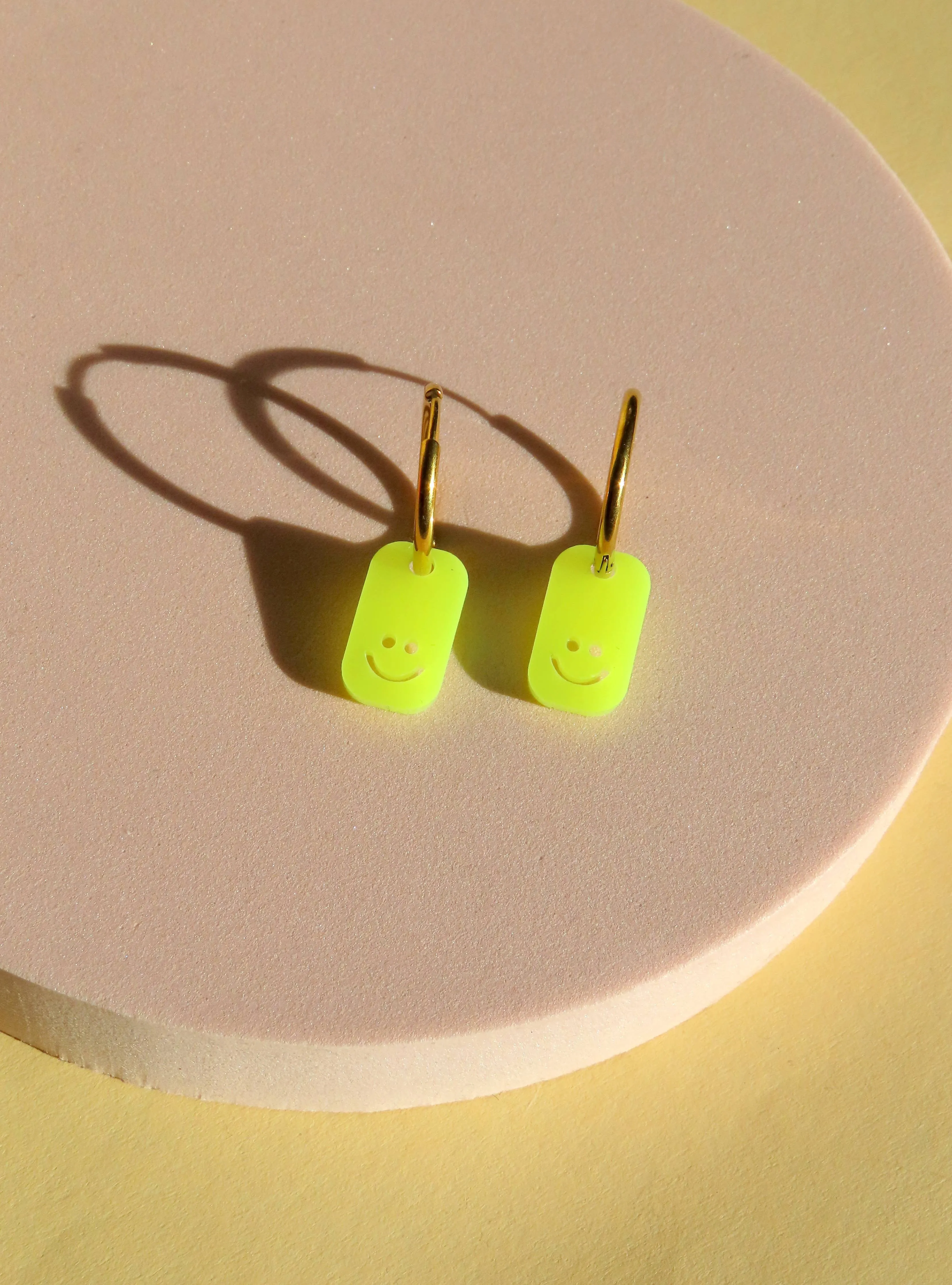 Earrings - Square Smiley Hoops