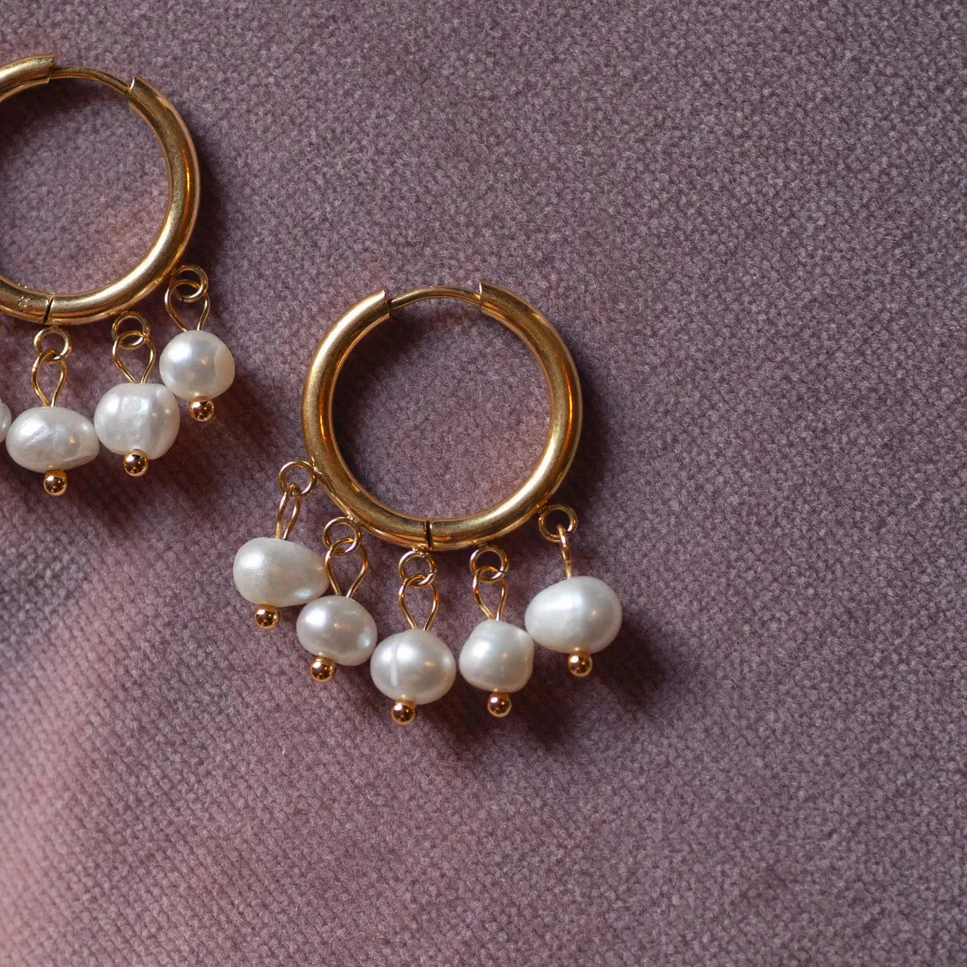 Estelle - Pearl Hoop Earrings