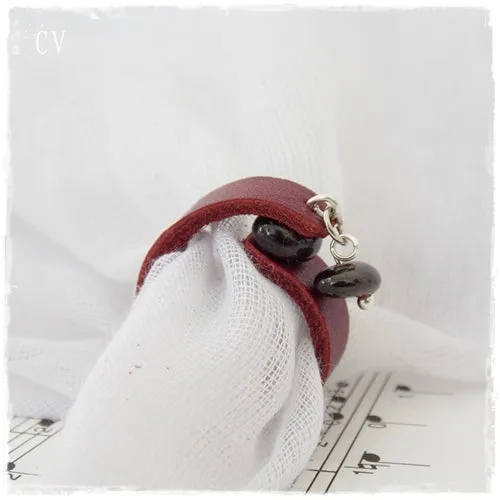 Garnet Gemstone Leather Ring