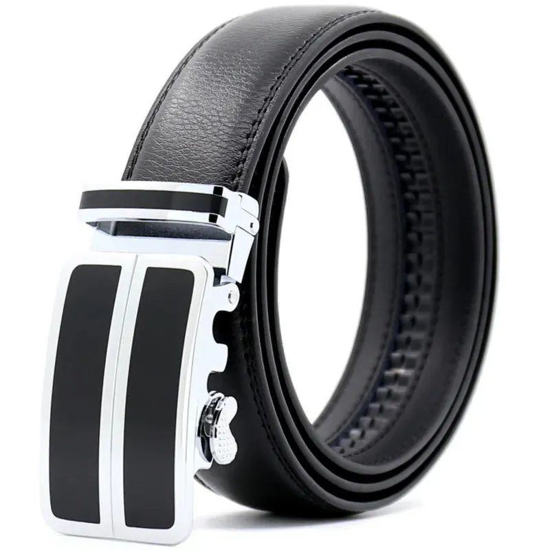 Genuine Leather Men Belt Metal Automatic Buckle Belts Luxury Business Casual Male Belts Fashion Designer Top Quality Waistband