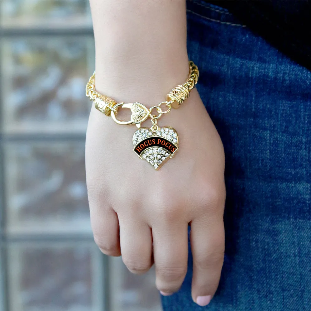 Gold Hocus Pocus Pave Heart Charm Braided Bracelet