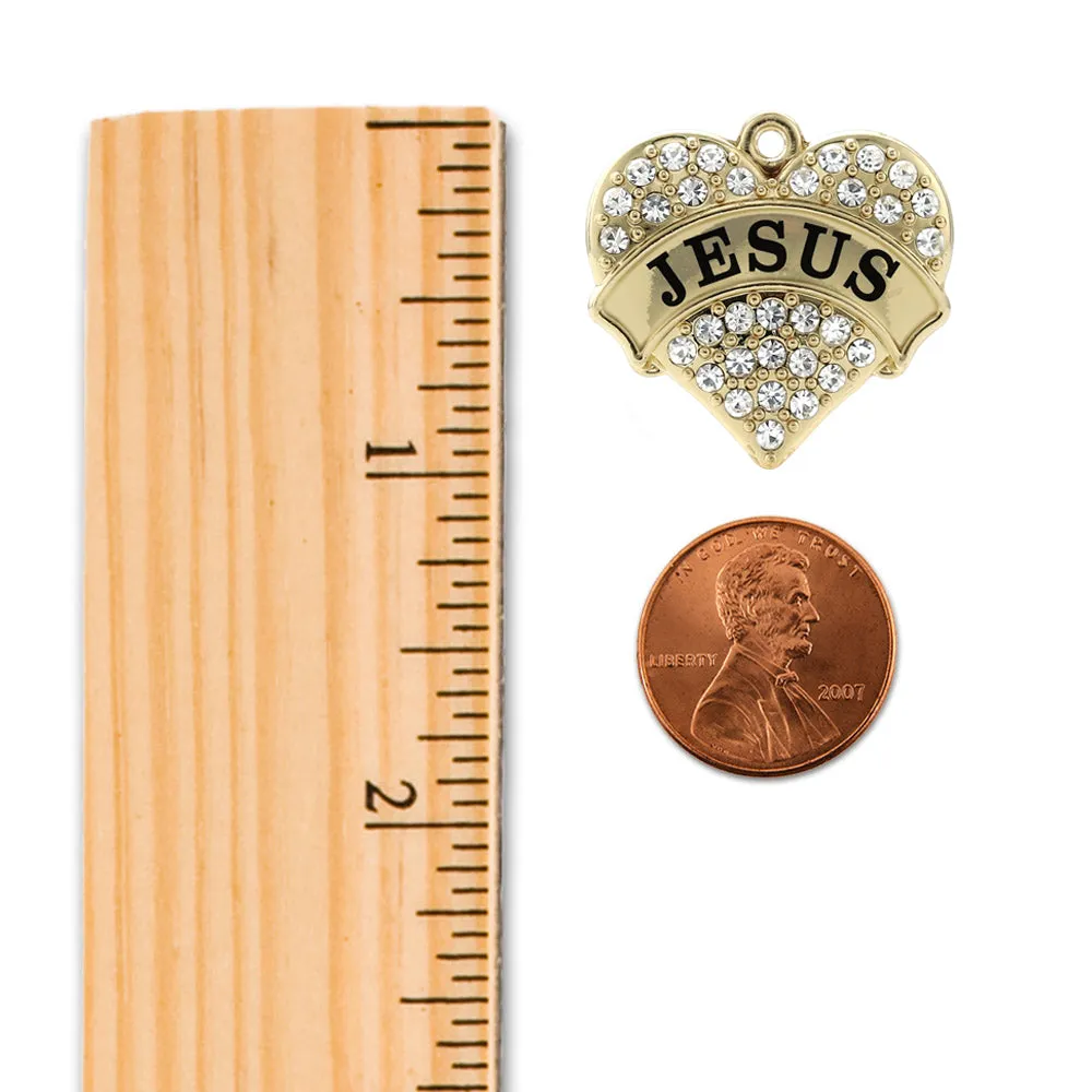 Gold Jesus Pave Heart Charm Braided Bracelet