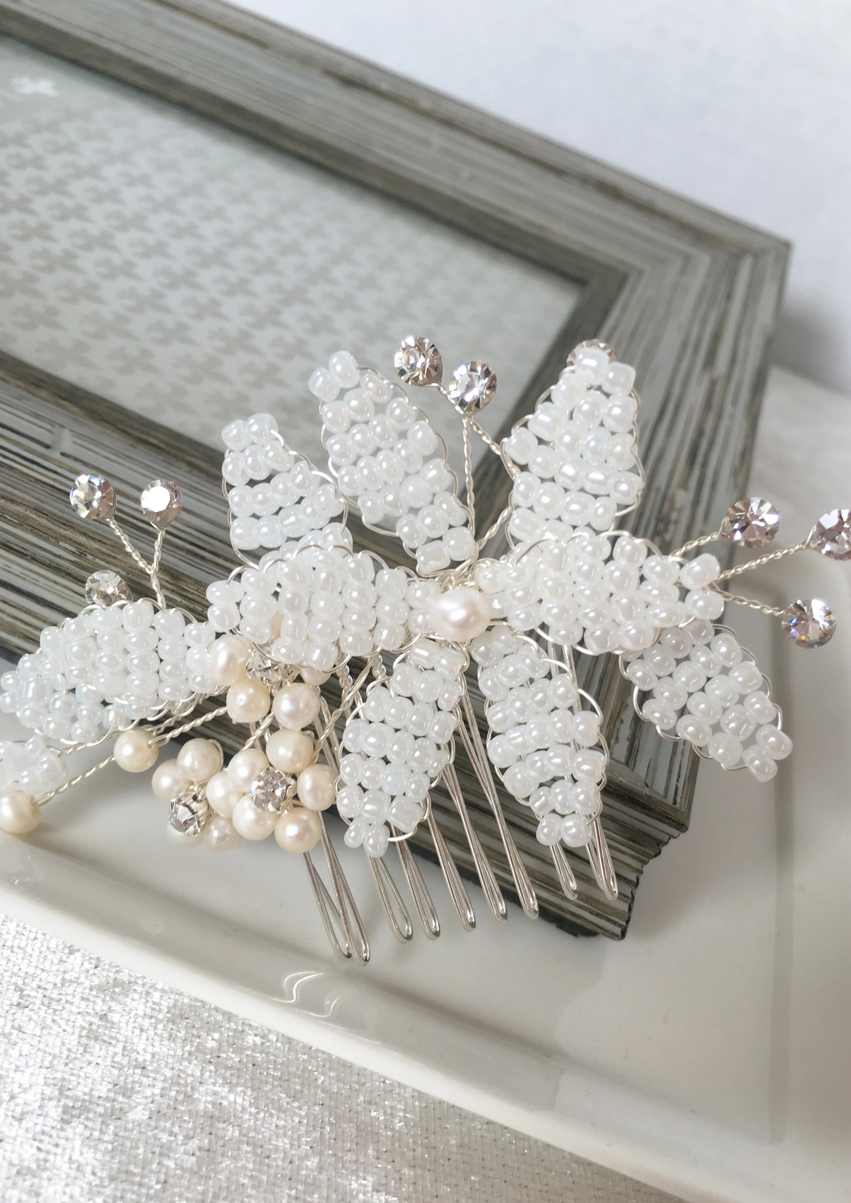 Gold / Silver Pearl Bridal Hair Comb