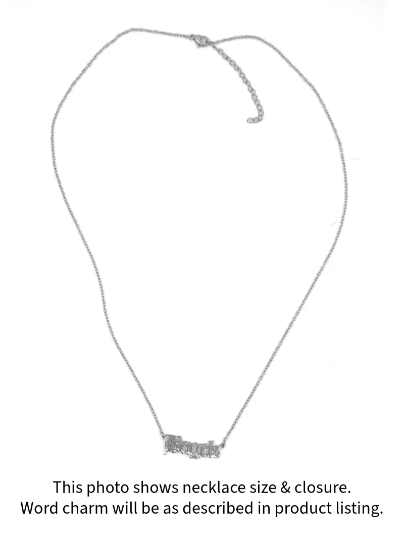 Grilled Cheese Word Necklace- Silver