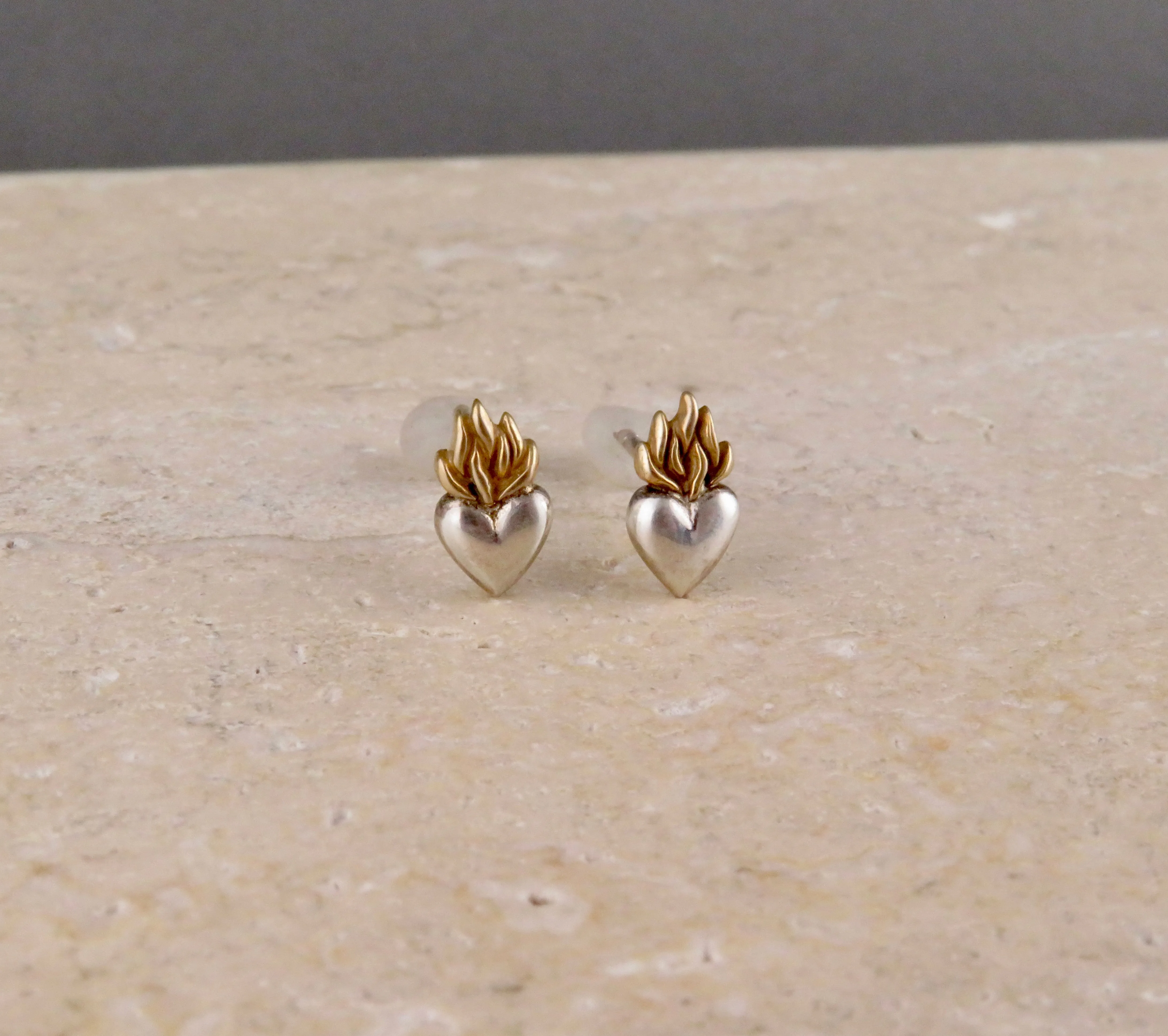 'Hearts On Fire' Posts - Sterling/Bronze