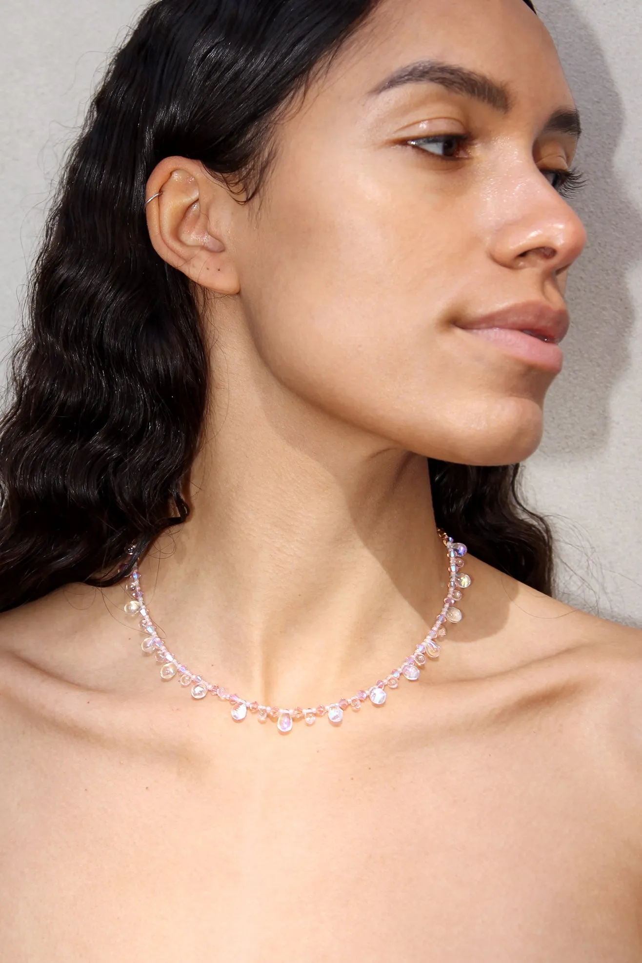 ISSHI, Raindrop Necklace, Crystal Rose
