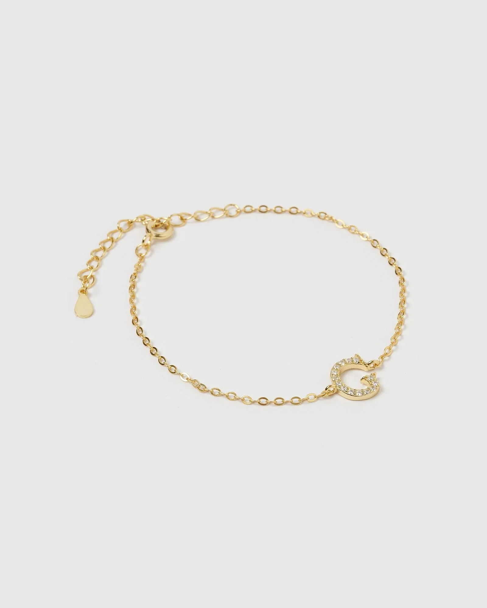 Izoa Crystal Letter G Bracelet Gold