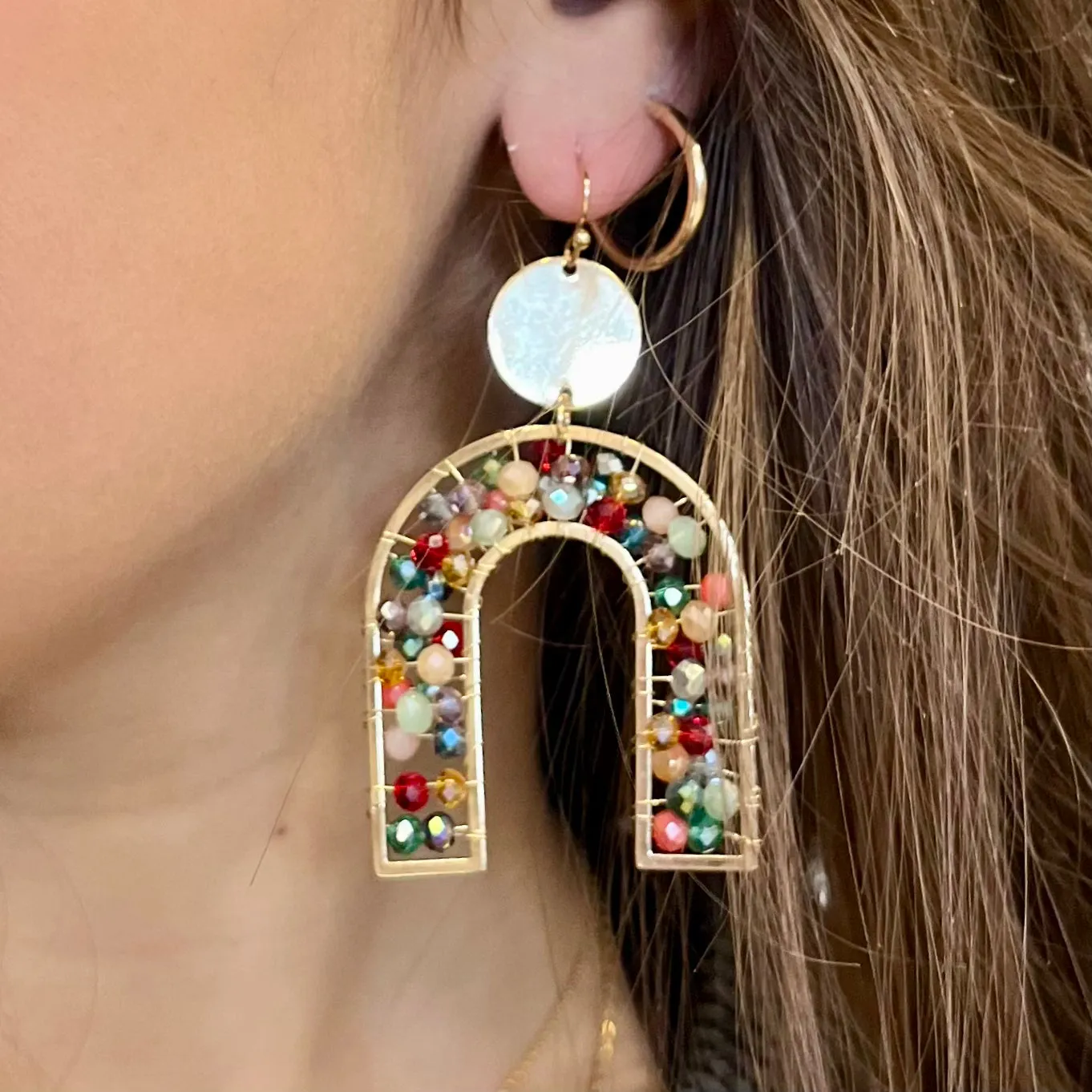Louise Bead Detail Arch Earrings