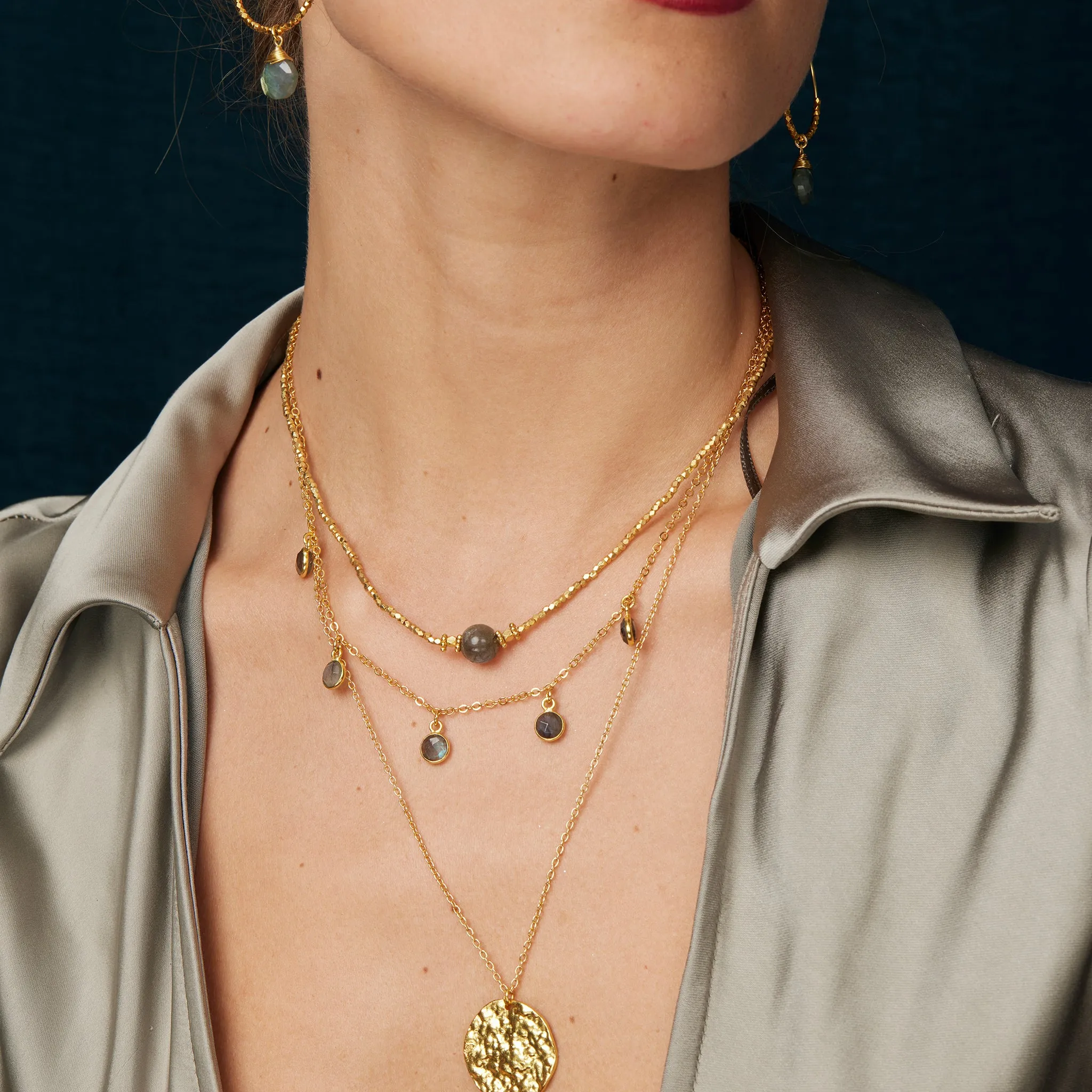 Maeve Charm Necklace Labradorite