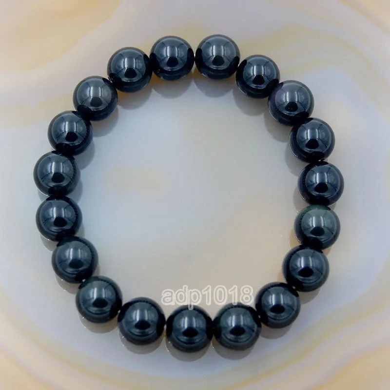 Natural Black Obsidian Gemstone Beads Stretch Bracelet Healing Reiki