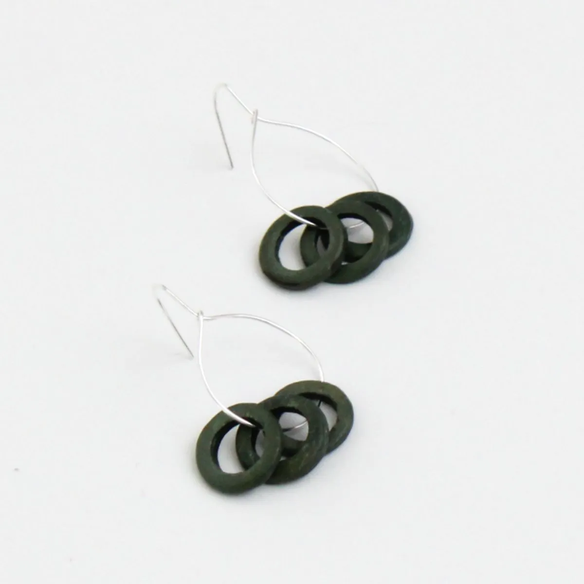 Olive Circle Dangle Earrings