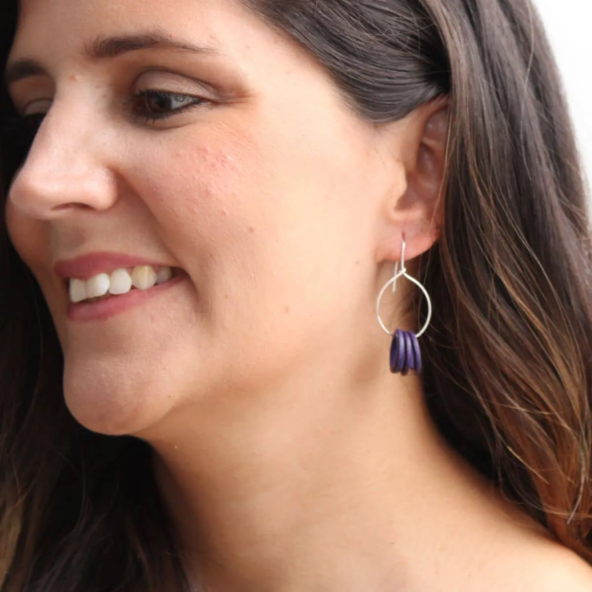 Olive Circle Dangle Earrings