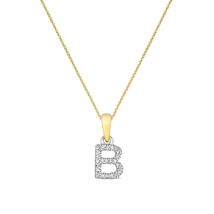 Personalised Diamond Letter and Birthstone Pendant | 9K Yellow Gold