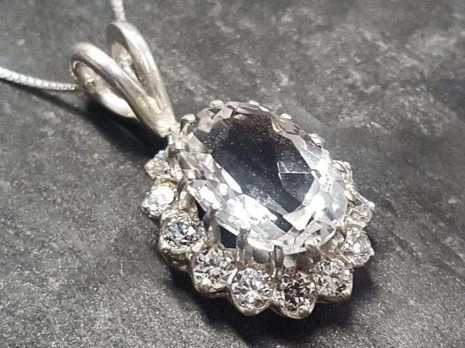 Princess Diana Pendant - Victorian Topaz Necklace - Large Vintage Necklace